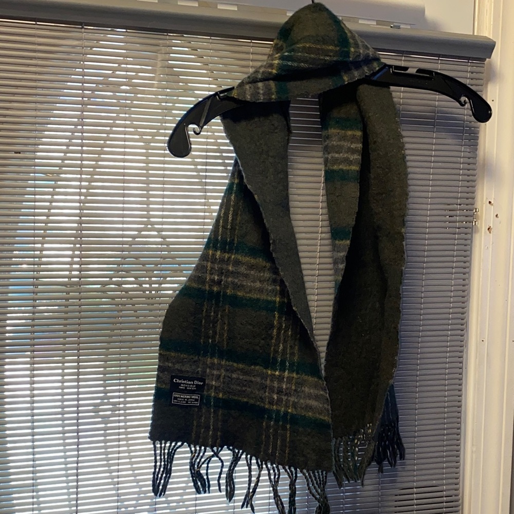 Dior Dark Green Plaid Men's Scarf